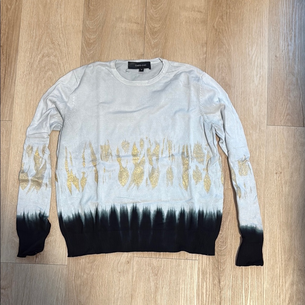 Gray and Gold Crewneck Sweater with Artistic Gradient